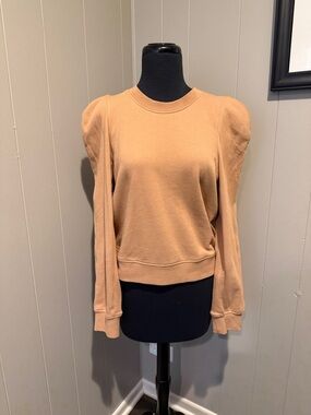 Rebecca Minkoff Women’s Small Camel Puff-Shoulder Sleeve Sweatshirt
